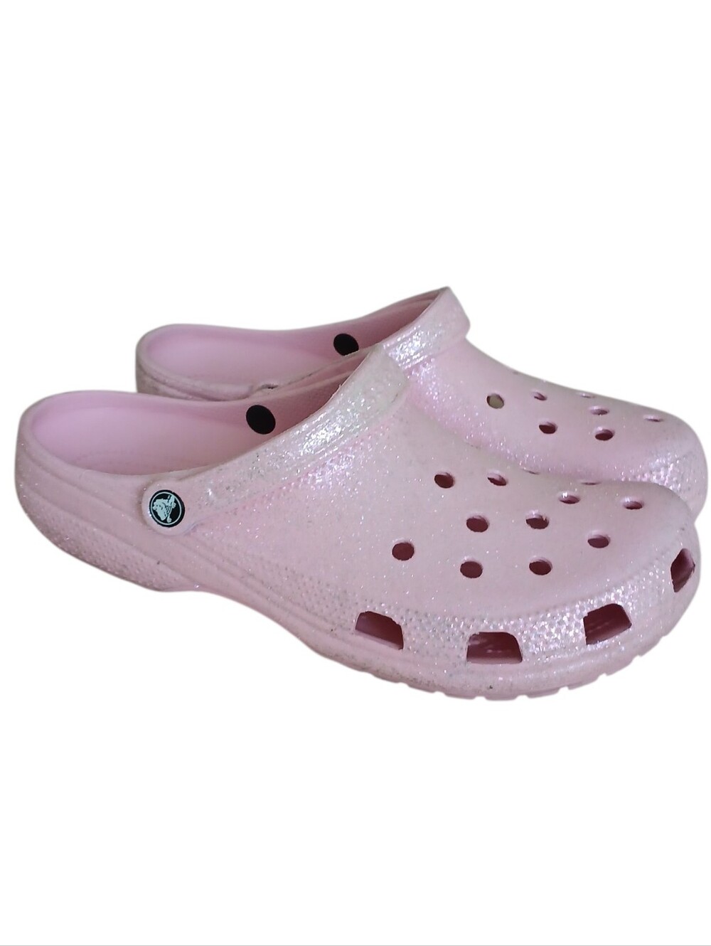 CROCS Classic Glitter Clogs Women's 15 Light Pink Whimsical Sparkle Comfort